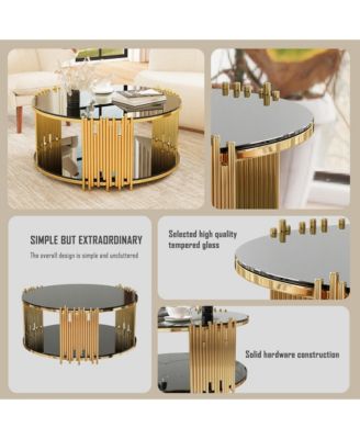  + Stainless Steel + Black Glass Top + Coffee Table