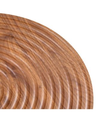 Natural Wood Round Coffee Table - 23.6" Diameter, Black Metal Leg