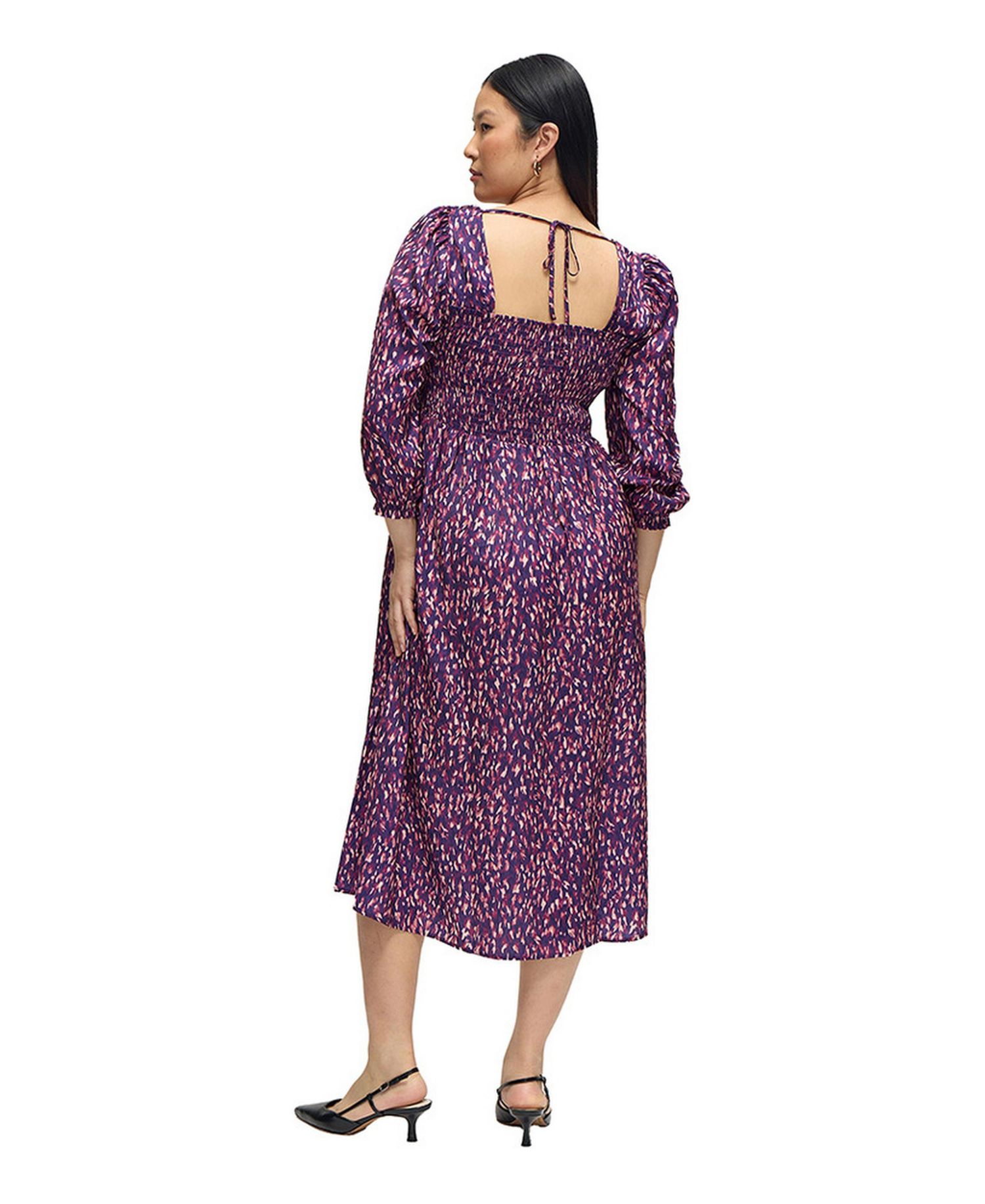 Women's Smocked Sateen Nursing Midi Dress