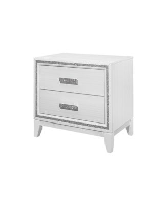 2-Drawer Faux Crystal Bling Nightstand – Glam Bedside Table with Storage