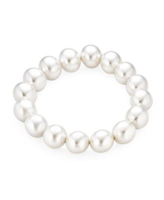Simple Fashion Stackable Bead Simulated Pearl Stretch Bracelet Large 12MM