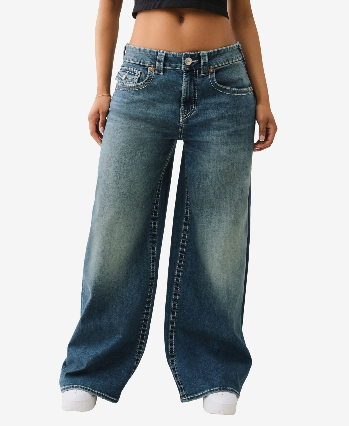 True Religion Women's Jessie Wing Baggy Big T Flap Jeans