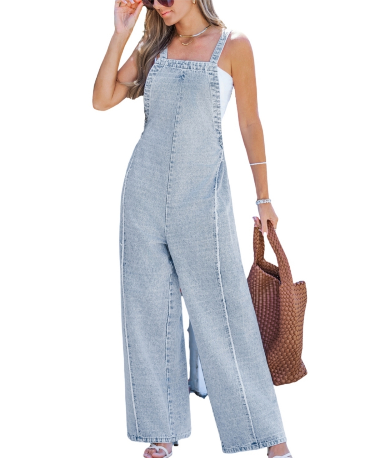 Women's Retro Denim Overalls - Blue