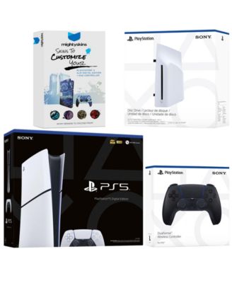 PlayStation 5 Slim Digital Bundle with Disc Drive, Extra Controller and MightySkins Code - Chroma Indigo
