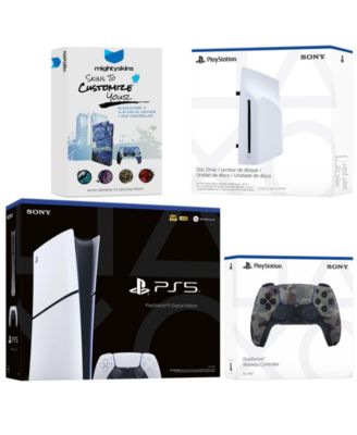 PlayStation 5 Slim Digital Bundle with Disc Drive, Extra Controller and MightySkins Code