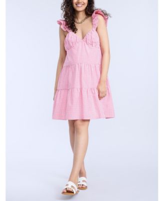 Maternity V Neck Flutter Sleeve Tiered Mini Dress - Motherhood