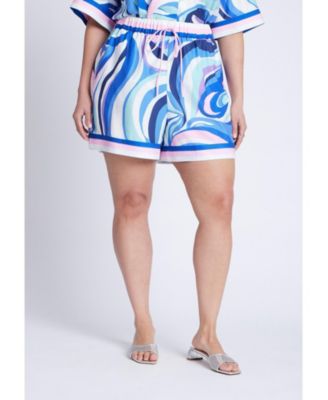 Women's Plus Size Printed Short With Border