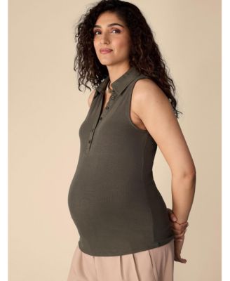 Maternity V-Neck Sleeveless Polo Top - Motherhood