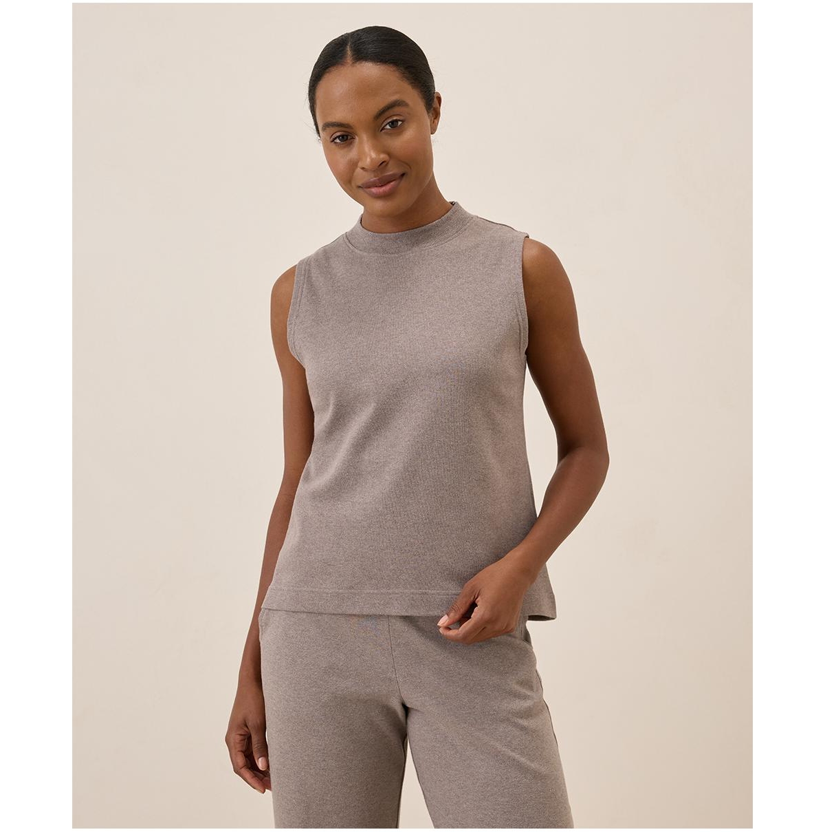 Women's Organic Cotton Airplane Mock Neck Shell - Midnight blue