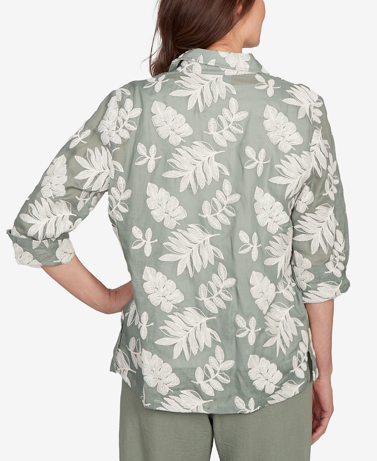 Alfred Dunner Petite Copper Canyon Soutache Leaf Two In One Collated Top With Necklace In Multi