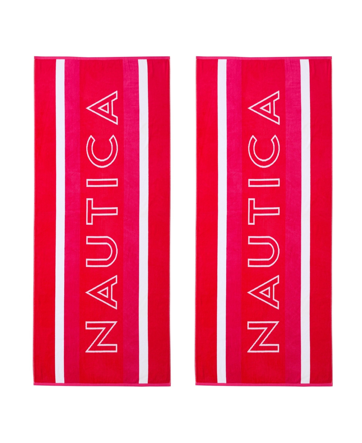 Nautica Logo Stripe Jacquard Beach Towel Set, 68" X 36"
