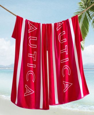Logo Stripe Jacquard Beach Towel Set, 68" X 36"