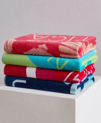 Tilted Logo Jacquard Beach Towel Set, 68" X 36"