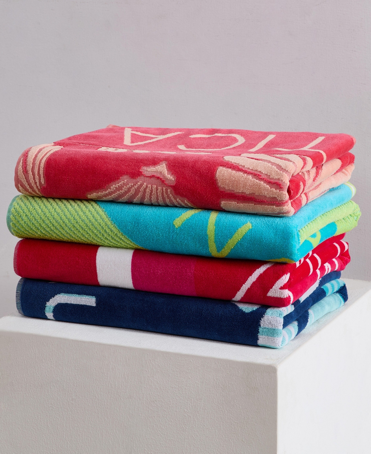 Nautica Mens Striped Logo Beach Towel