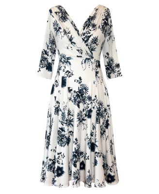 Women's Annie V-Neck 3/4 Sleeve Midi Dress