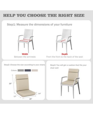 4Pcs Outdoor Cartridge High Back Dining Chair Cushion Set, Fade and Water Resistant Polyester Fabric Cover with Ties and Zipper