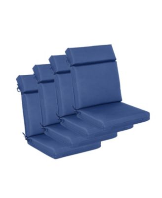 4Pcs Outdoor Cartridge High Back Dining Chair Cushion Set, Fade and Water Resistant Polyester Fabric Cover with Ties and Zipper