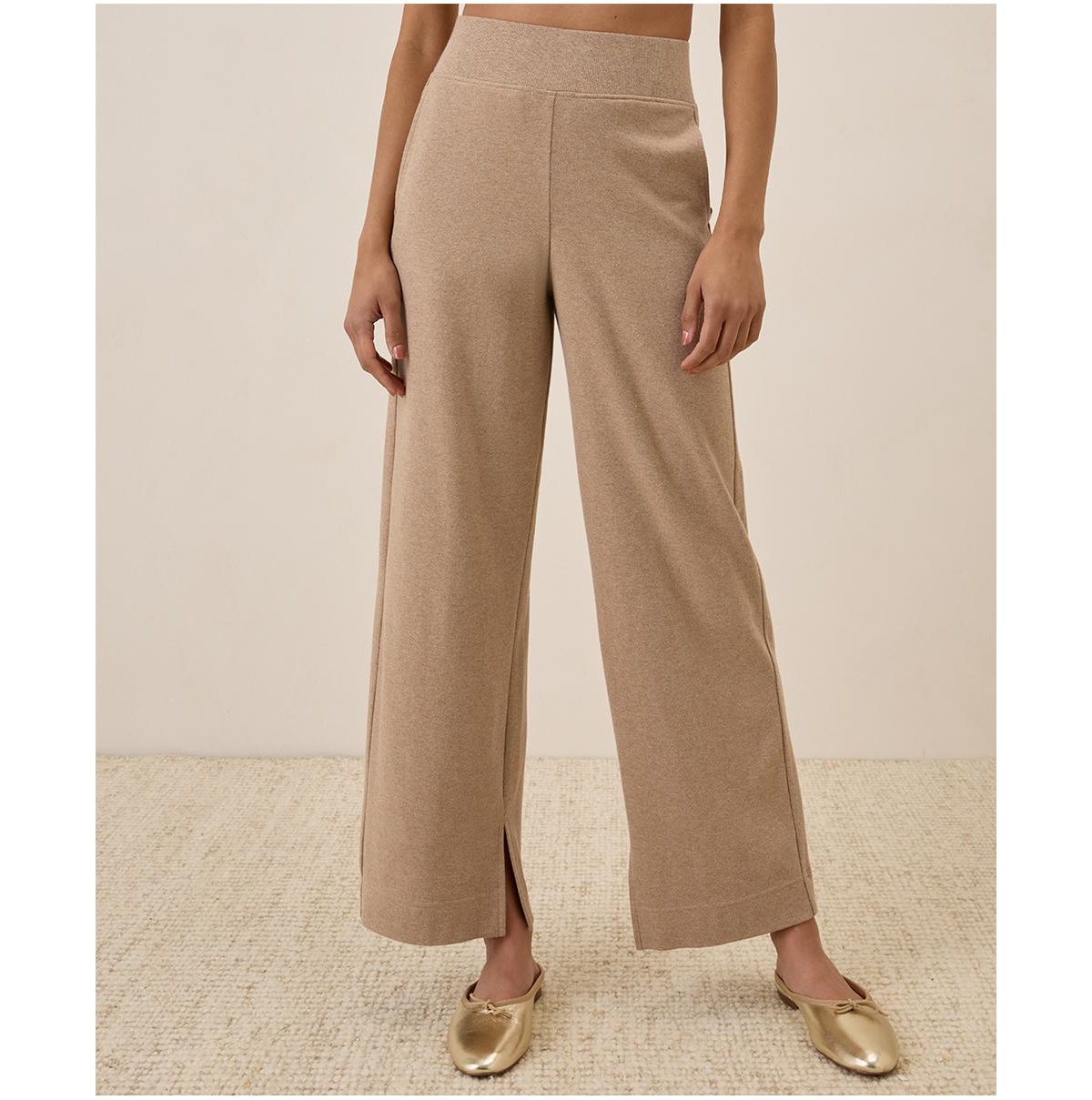 Women's Organic Cotton Airplane Wide Leg Pant - 26&#x22; Inseam - Sesame heather