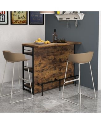 Kitchen Island with 4-Tier Storage Shelf and Long Footrest for Home