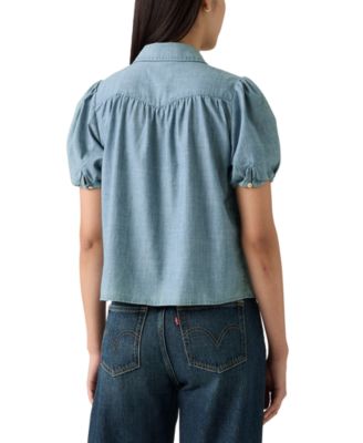 売れ筋商品|||リーバイス カットソー トップス レディース Women's Lea Printed Puff-Sleeve Slim-Fit Blouse Deedee Floral Anthracite Night Levi's Women's Lea Printed Puff-Sleeve Slim-Fit Blouse - Macy's