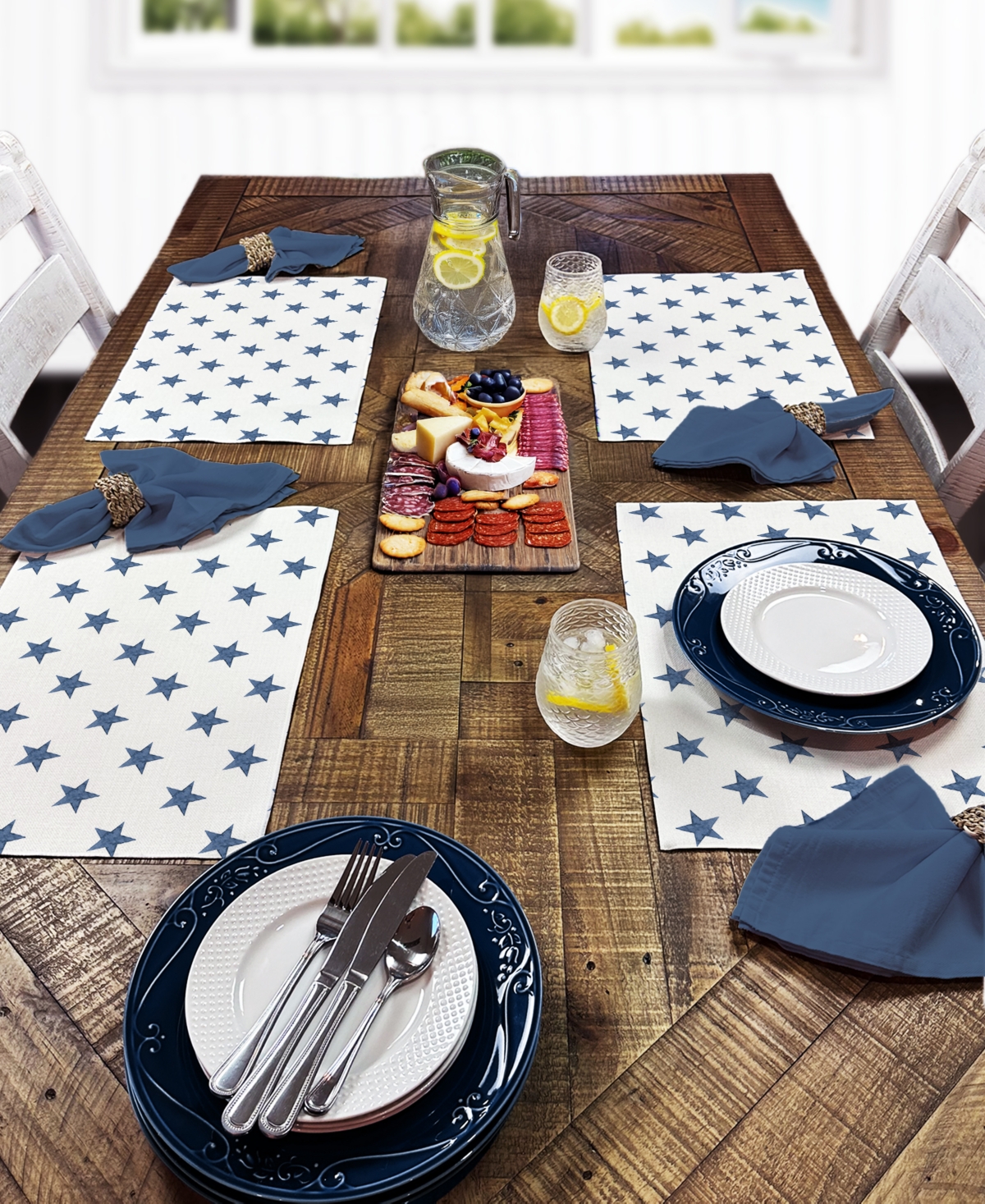 Counterart Denim Stars Premier Fabric Placemats, Set Of 4