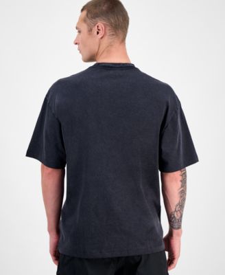 Men's Washed Fanwear Oversized Short Sleeve Crewneck Bull Graphic T-Shirt