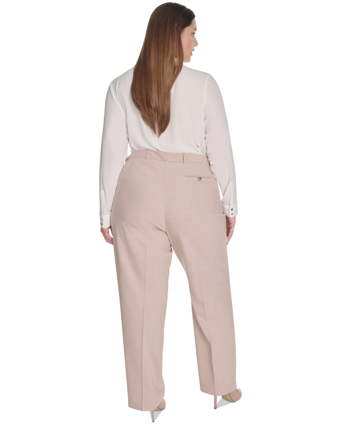 Calvin Klein Plus Size High-rise Wide-leg Pants In Pink