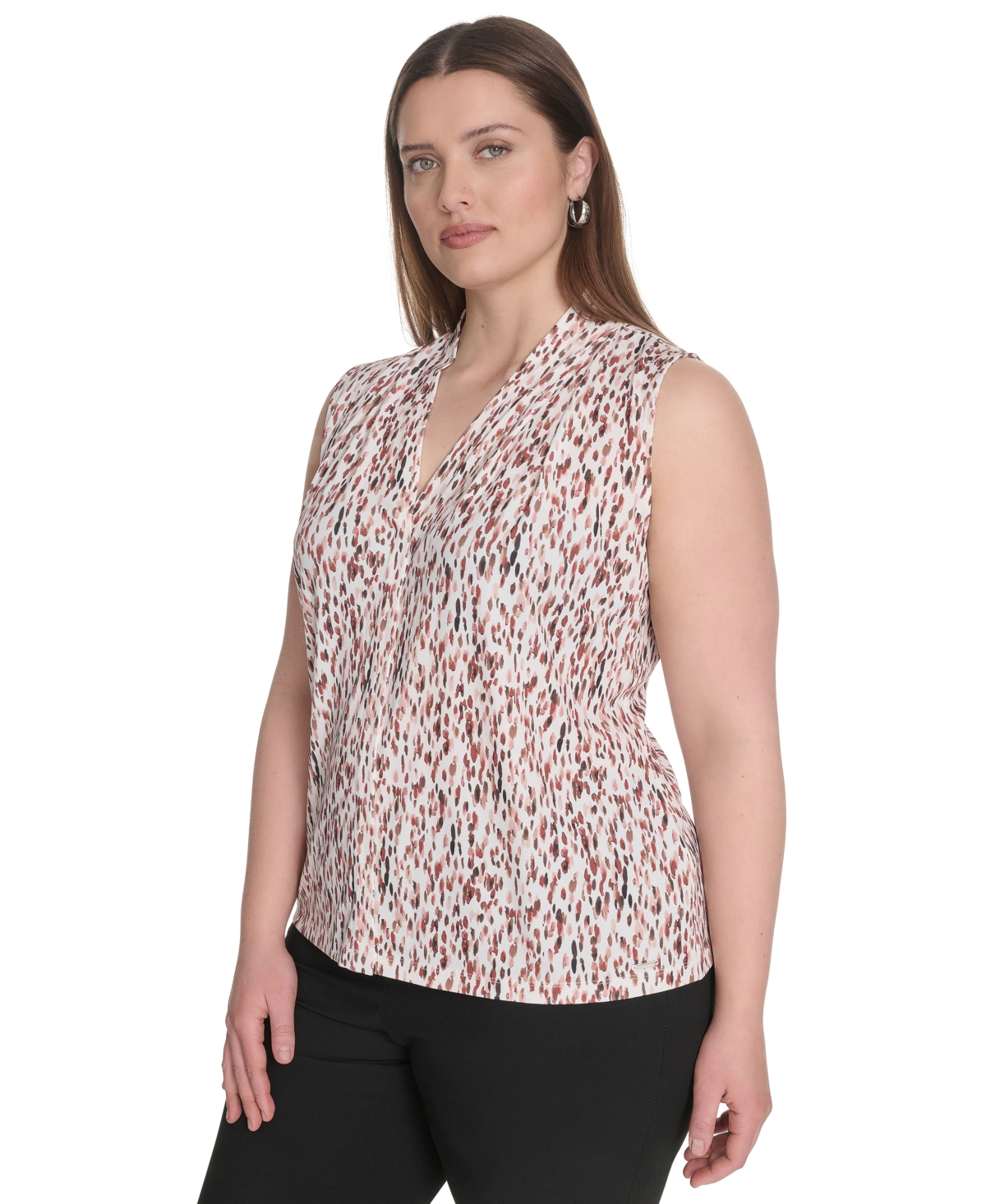 Calvin Klein Plus Size Printed Sleeveless V-neck Camisole In Multi