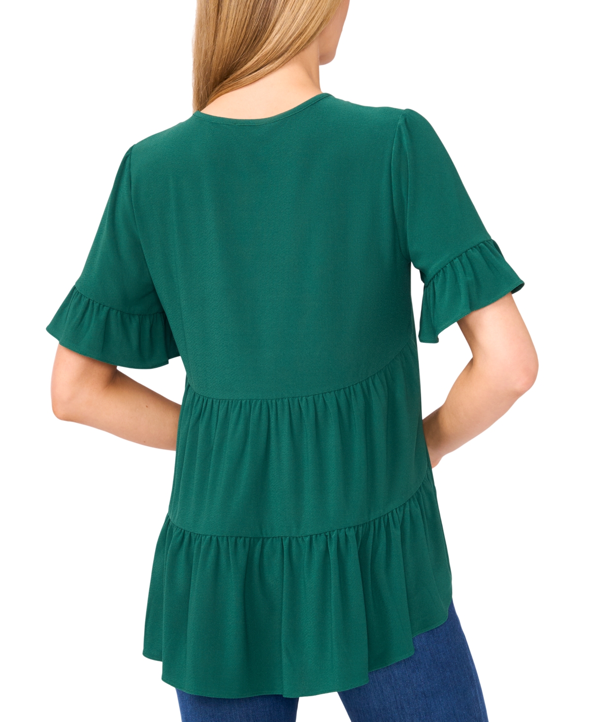 Cece Ruffle High-low Crepe Knit Top