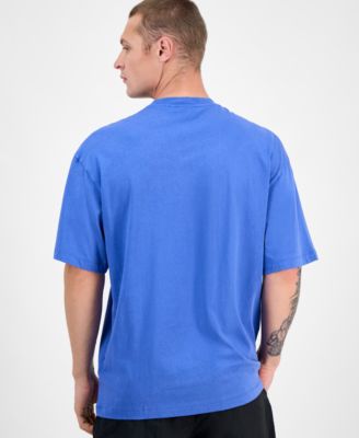 Men's Washed Fanwear Oversized Short Sleeve Crewneck Bull Graphic T-Shirt