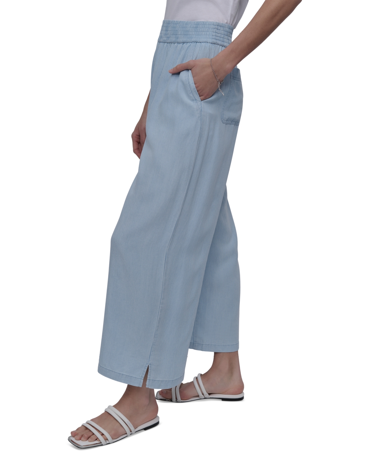 DKNY JEANS WOMEN'S PULL-ON WIDE-LEG ANKLE PANTS 