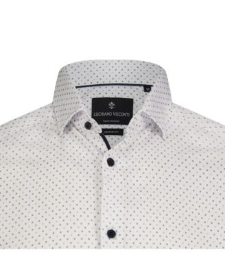 Men's White shirt with Multi blue dot print