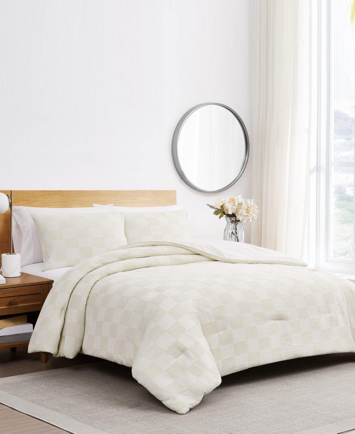 Truly Soft Textured Checkered 3-pc. Duvet Cover Set, Full/queen In White