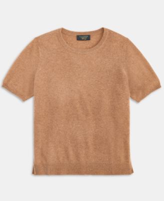 Women's 100% Cashmere Crewneck Short-Sleeve Sweater, Macy's Exclusive