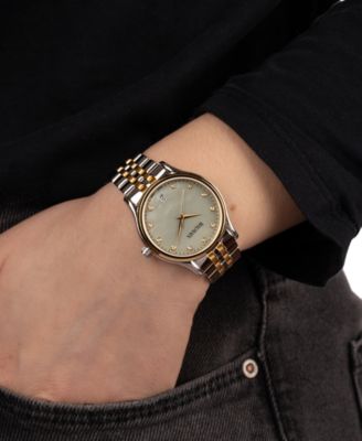 Women's Swiss Beleganza Diamond (1/20 ct. t.w.) Two-Tone Stainless Steel Bracelet Watch 32mm