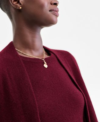 Petite Cashmere Open-Front Long-Sleeve Duster, Exclusively at Macy's 