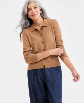 Charter Club - Women's 100% Cashmere Collared Shrunken Cardigan