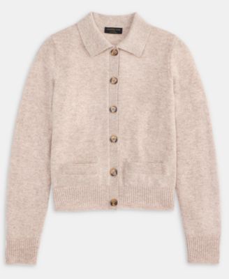 Women's 100% Cashmere Collared Shrunken Cardigan, Macy's Exclusive