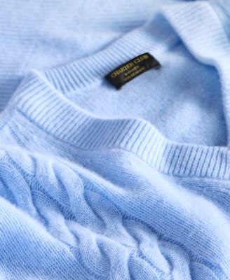 Women's 100% Cashmere Placed Cable-Knit V-Neck Sweater, Macy's Exclusive