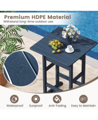 30 Inch Square Bar Table Dining Table with Slatted Tabletop for Poolside