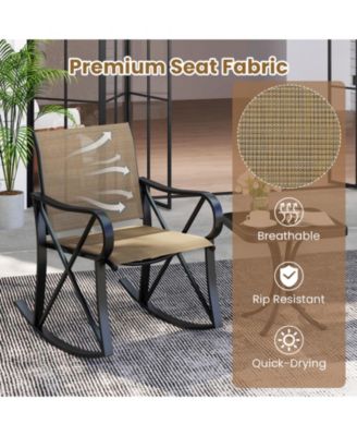 3 Piece Patio Rocking Set with Smooth Rocking Motion Outdoor Rocker Chair Bistro Set