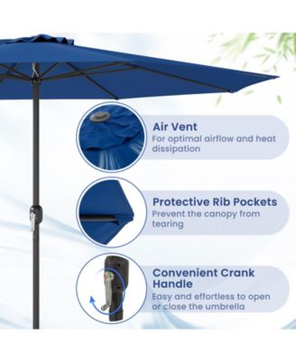 12 Feet Patio Umbrella with Crank Handle and 8 Sturdy Ribs