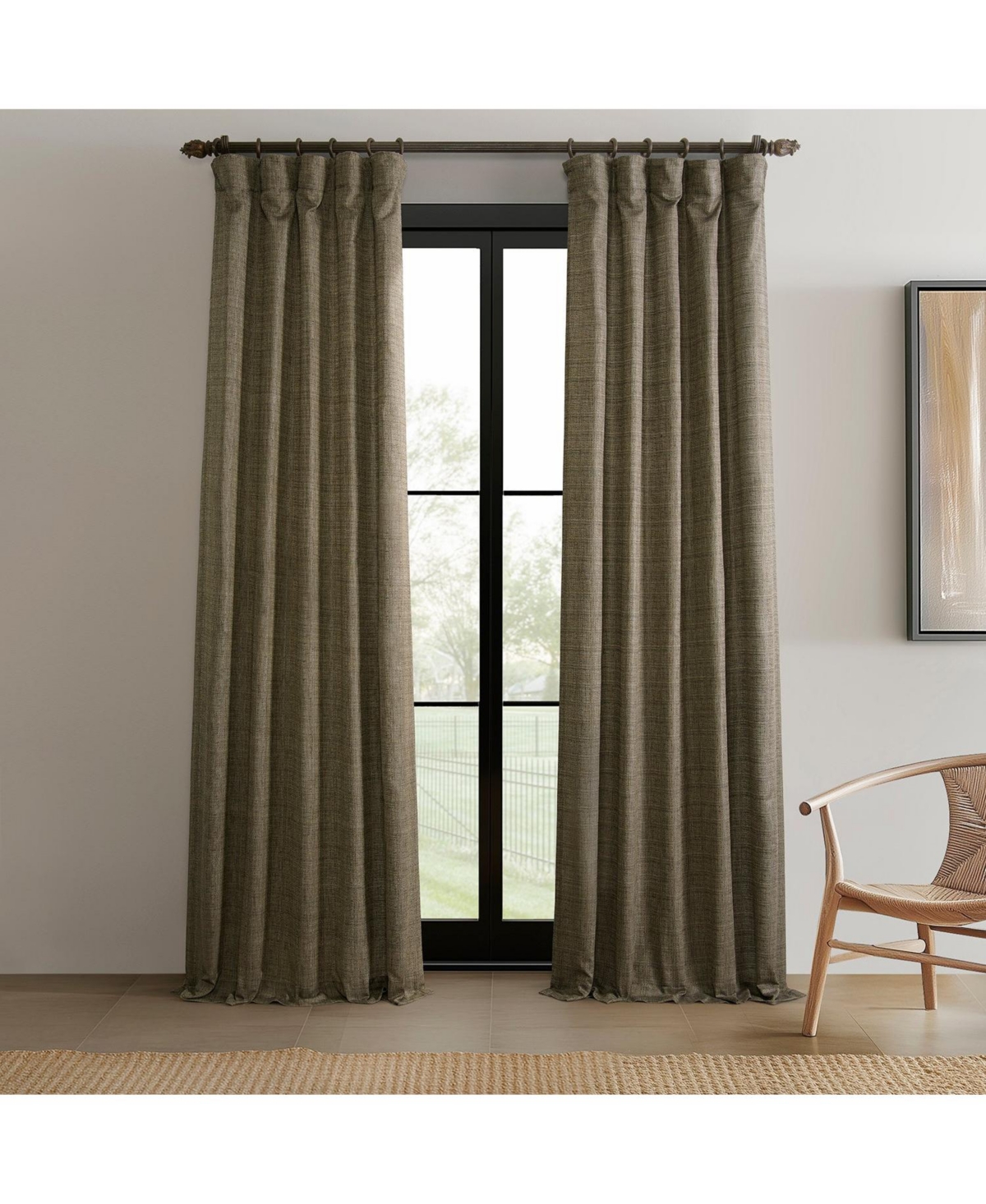 Half Price Drapes Grey Raw Weave Linen Curtains (2 Panels) Rod Pocket Window Curtains And Drapes, 50w X 96l