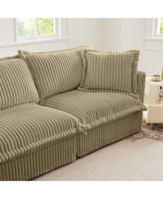 Streamdale Camel Corduroy Slipcovered 4-Seater Sofa