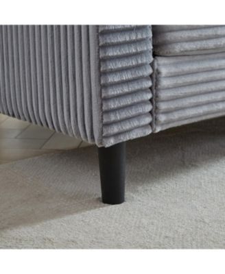 Streamdale 122.5" Oversized U-Shaped Sofa, Corduroy Fabric Sectional with Pillows & Ottomans, Grey