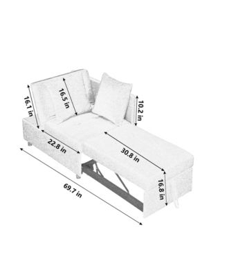 Streamdale Convertible Sofa Bed Recliner with Adjustable Backrest and Pullout Sofa Bed