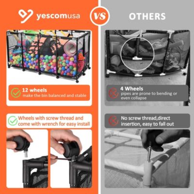 Mesh Pool Floats Storage Metal Frame Extra Large 12 Wheels Rolling Bin Cart with Blue Mesh Cover Replacement Net