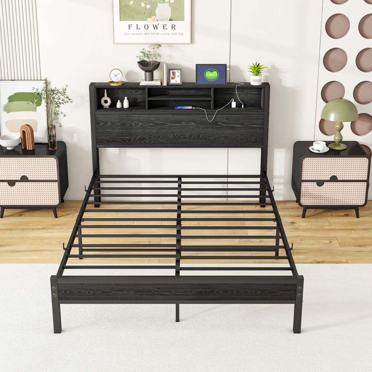 Streamdale Furniture Full Size Bed Frame with Storage