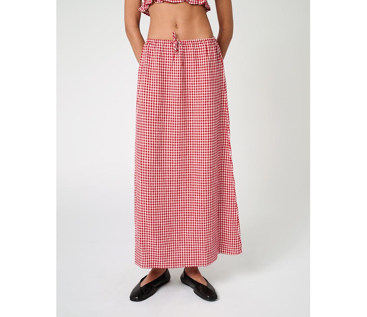 Women's Tie Waist Skirt - Red multi