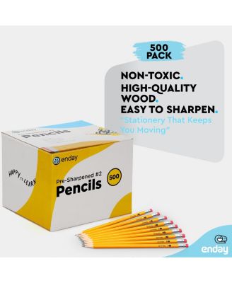 #2 Pencils Bulk - 500 Pack, Pre-Sharpened Wood-Cased Yellow Pencils for Office and Classroom Supplies